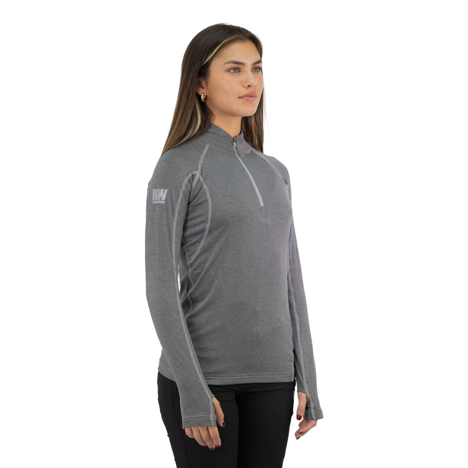 Polera Dry Fit Hw Spx Manga Larga Mujer Carbon Grey image number 1.0